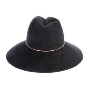 Eugenia Kim Charcoal Gray Wide-Brim Hat with Gold Accent